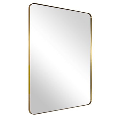 Gold Bathroom Mirror, 24x36 Brushed Brass Rectangle Metal Frame Mirror for Bathroom, Modern Rectangular Wall Mounted Mirror for Vanity