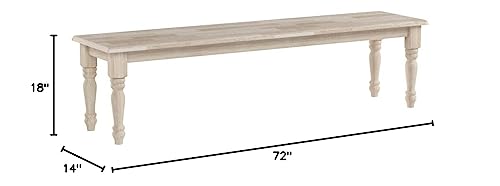 International Concepts BE-72S Shaker Style Bench, Unfinished, view 3