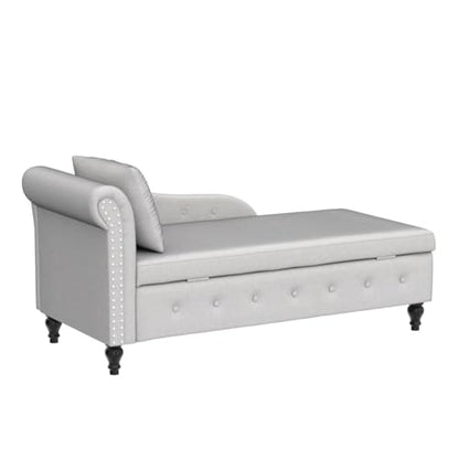 Chaise Lounge Indoor with Storage, Modern Nailhead-Trimmed Tufted Lounge Chair, view 6