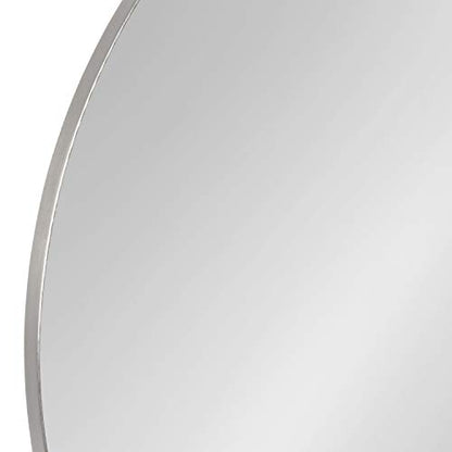 Rollo Modern Round Wall Mirror, 28 inch Diameter, Silver, Beautiful Circle Mirror for Wall