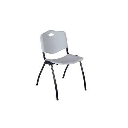 HomeStockTimeless Trends 36" Round Lounge Table Mahogany/Chrome with 4 'M' Nesting Chairs, Grey - Ergonomic Breakroom Furniture Set for Staff Break Room, Tables & Chair, Breakroom Set
