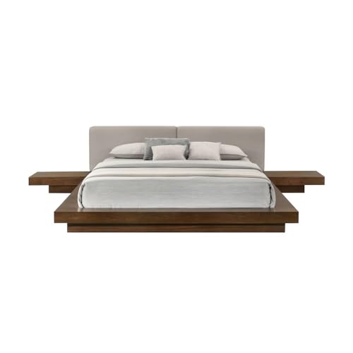 Acacia Wood Queen Bed Frame with Walnut Finish, view 2