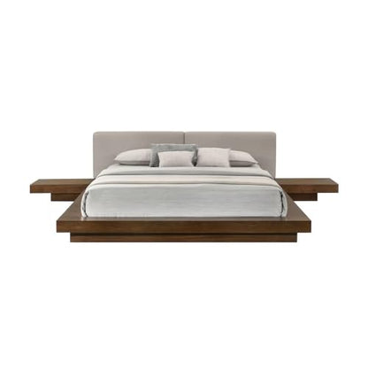 Acacia Wood Queen Bed Frame with Walnut Finish, view 2