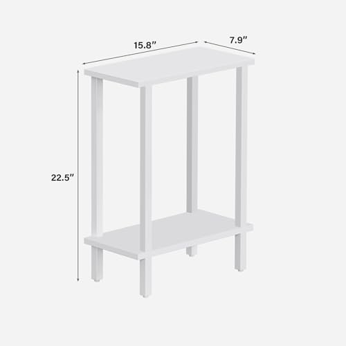 Small Side Table, Narrow End Table, Skinny Sofa Table, Slim Nightstand, Couch Table, Living Room, Bed Room, White TB01BW062