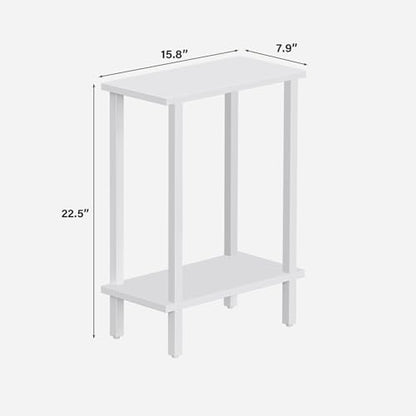 Small Side Table, Narrow End Table, Skinny Sofa Table, Slim Nightstand, Couch Table, Living Room, Bed Room, White TB01BW062