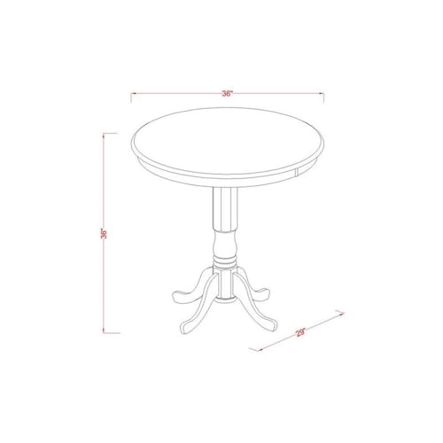 JAVN5-MAH-W 5 Piece Kitchen Counter Set Includes a Round Dining Table with Pedestal and 4 Dining Room Chairs, 36x36 Inch, Mahogany