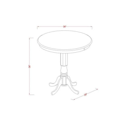 JAVN5-MAH-W 5 Piece Kitchen Counter Set Includes a Round Dining Table with Pedestal and 4 Dining Room Chairs, 36x36 Inch, Mahogany