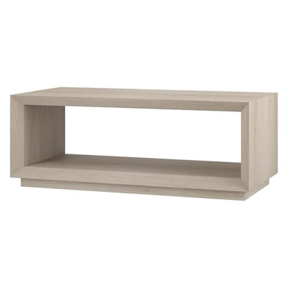 48" Rectangular Coffee Table with Open Storage Shelf for Living Room, Family Room, or Office, Beech White