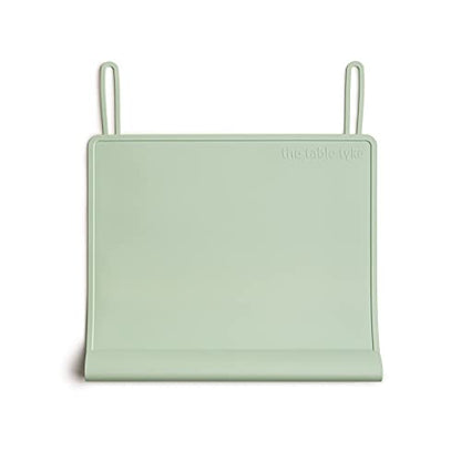 Table Tyke Silicone Placemat for Toddlers with Teething Table Edge Bumper - Non-Slip Baby Placemat for Restaurant & Home Dining - BPA Free Kids Food Mat - Travel Ready Toddler Eating Mat - Sage Green