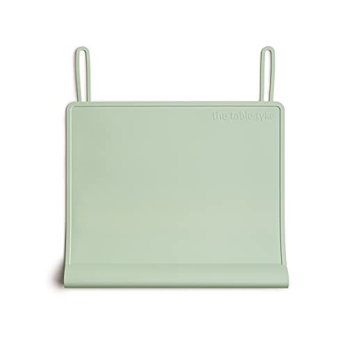 Table Tyke Silicone Placemat for Toddlers with Teething Table Edge Bumper - Non-Slip Baby Placemat for Restaurant & Home Dining - BPA Free Kids Food Mat - Travel Ready Toddler Eating Mat - Sage Green