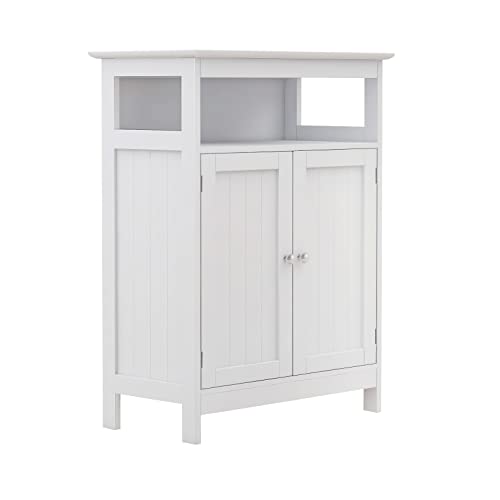 Bathroom Floor Cabinet Freestanding Storage Cabinet with Adjustable Shelf and Doors for Bathroom Living Room Kitchen (Two Doors, White)