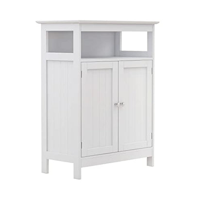 Bathroom Floor Cabinet Freestanding Storage Cabinet with Adjustable Shelf and Doors for Bathroom Living Room Kitchen (Two Doors, White)