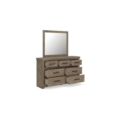 Signature Design by Ashley Garistyn Dresser with Mirror, Rustic Bedroom Set with Wood and Decorative Laminate, Horizontal Storage Furniture with Drawers