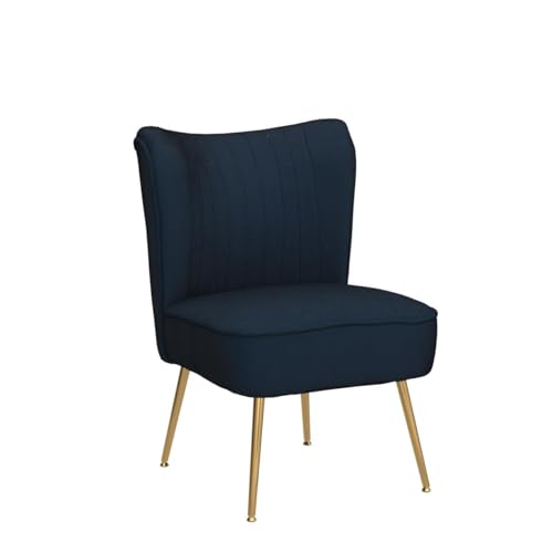 Modern Accent Chair Set of 2 Velvet Slipper Chair with Gold Legs Wingback Side Chair for Living Room Bedroom Entryway Small Corner Chair for Space Saving, Blue