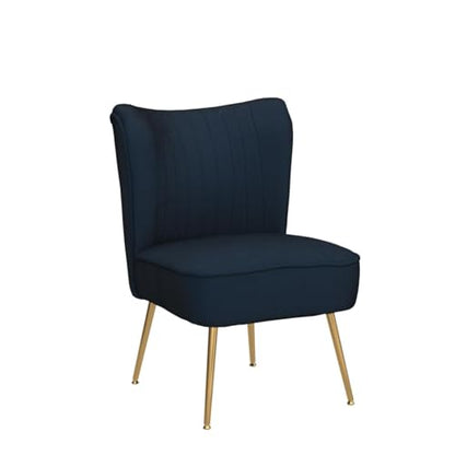 Modern Accent Chair Set of 2 Velvet Slipper Chair with Gold Legs Wingback Side Chair for Living Room Bedroom Entryway Small Corner Chair for Space Saving, Blue