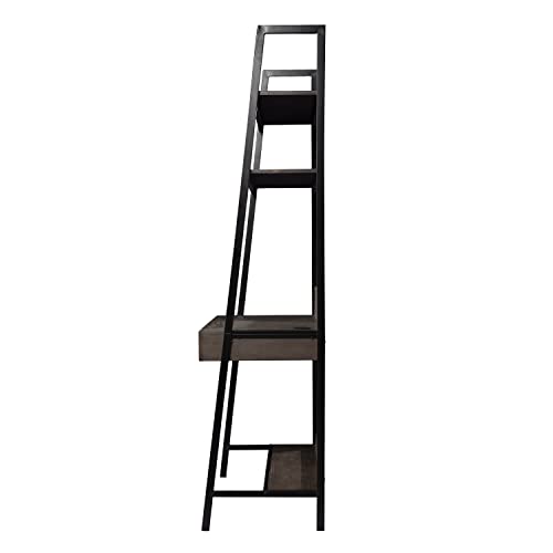 Lizvan Industrial Ladder Desk with Storage - Industrial Design, Grey Iron and Wood - Ideal for Home Office, Bedroom (HO1133637)