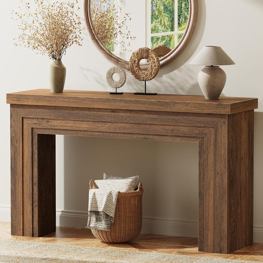 54 Inch Entryway Table, Retangular Console Table with Storage, Farmhouse Sofa Table behind the Couch, Long for Entrance, Hallway, Foyer, Living Room, Rustic Brown