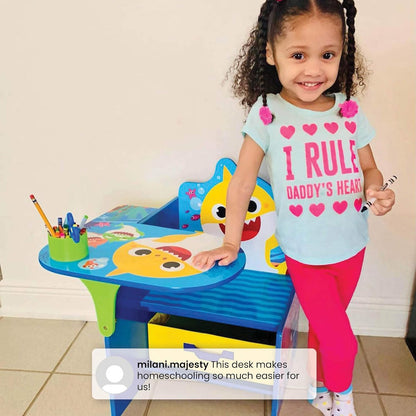 Baby Shark Chair Desk with Storage Bin - Ideal for Arts & Crafts, Snack Time, Homeschooling, Homework & More by
