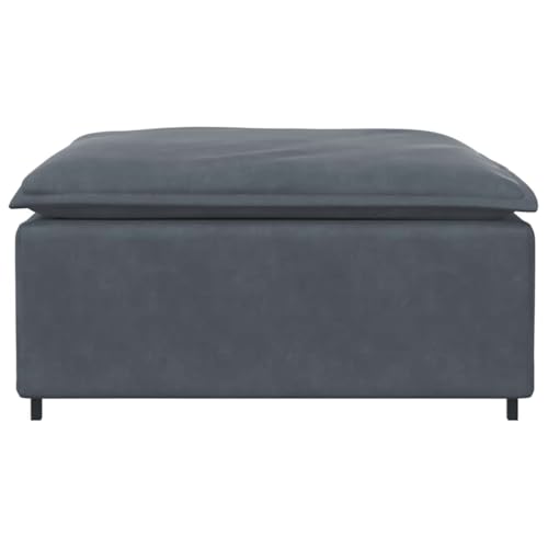Dark Grey Velvet Modular Sofa Footstool Modern Square Ottoman with Metal Frame and Cushioned Seat for Living Room Space-Saving Single Seating Furniture