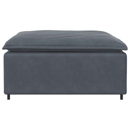 Dark Grey Velvet Modular Sofa Footstool Modern Square Ottoman with Metal Frame and Cushioned Seat for Living Room Space-Saving Single Seating Furniture