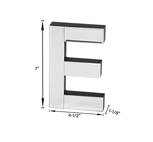 7-inch Tall Mirrored Glass and Wood Decorative Letter, Home-Bedroom-Office Wall Décor. Perfect Fun Gift to Encourage Girls, Young Ladies & Teens. (E)