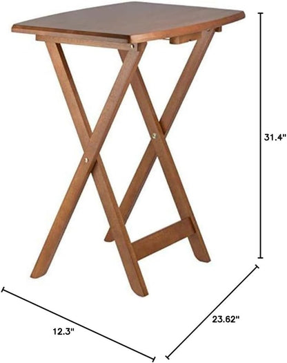 24" W X 12" D Transitional Oversized Solid Wood Snack Table Set with Storage Stand, Curved Sides, Rounded Corners, X-Frame Bases, No Assembly Required, in Brown Finish (Set of 5)