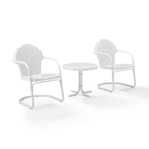 White retro metal 3 piece patio seating set, view 2