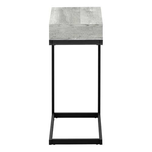 C-Shaped Accent Table with Drawer, Gray Reclaimed Look, 24.5" H x 15.75" W, Driftwood Finish, Sturdy Metal Base, Versatile Furniture for Living Room or Bedroom Use