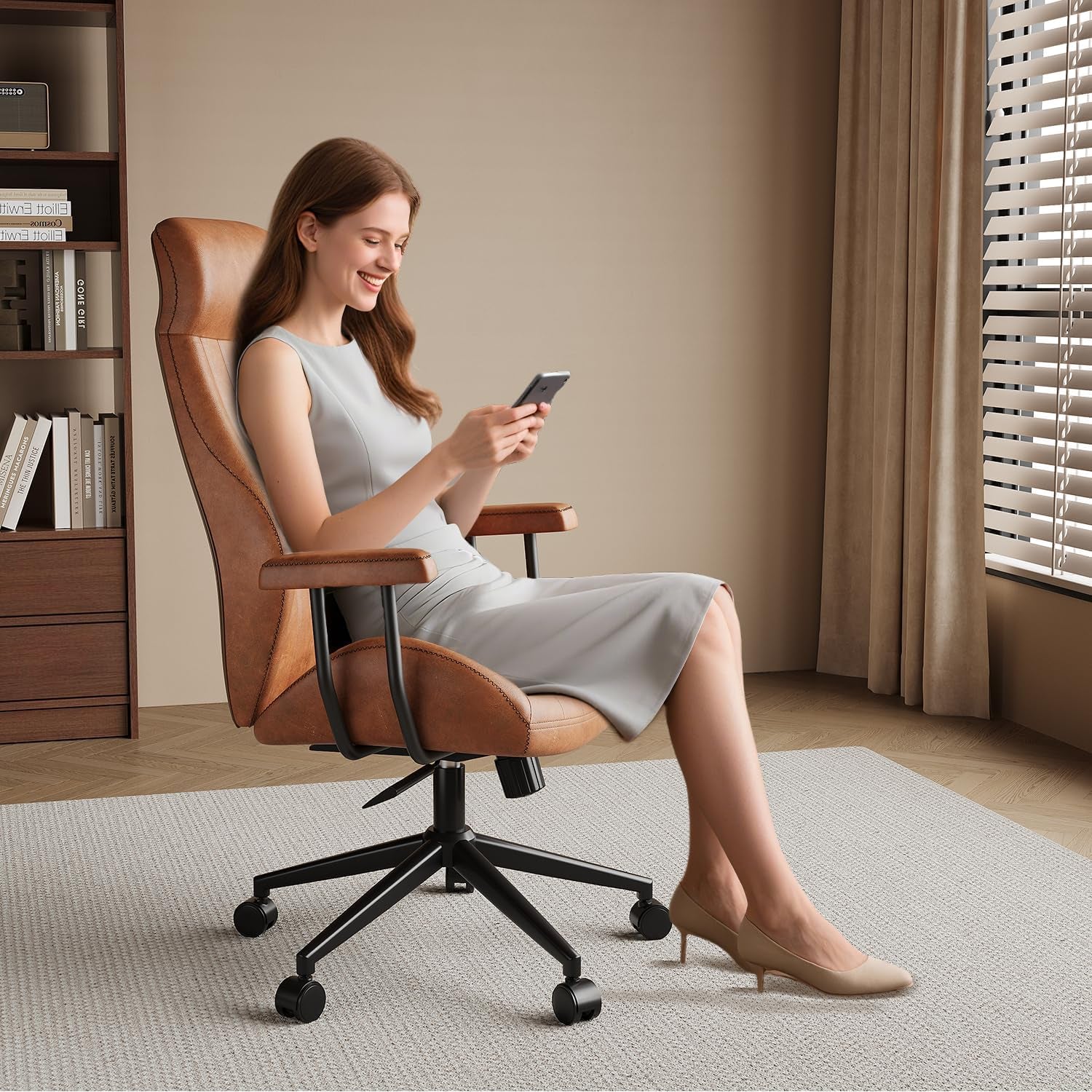 High Back Ergonomic Office Chair 330LBS, Reclining Swivel Desk Chair with Adjustable Height, Thickened Cushions, Comfy Executive Armchair for Home Office Gaming