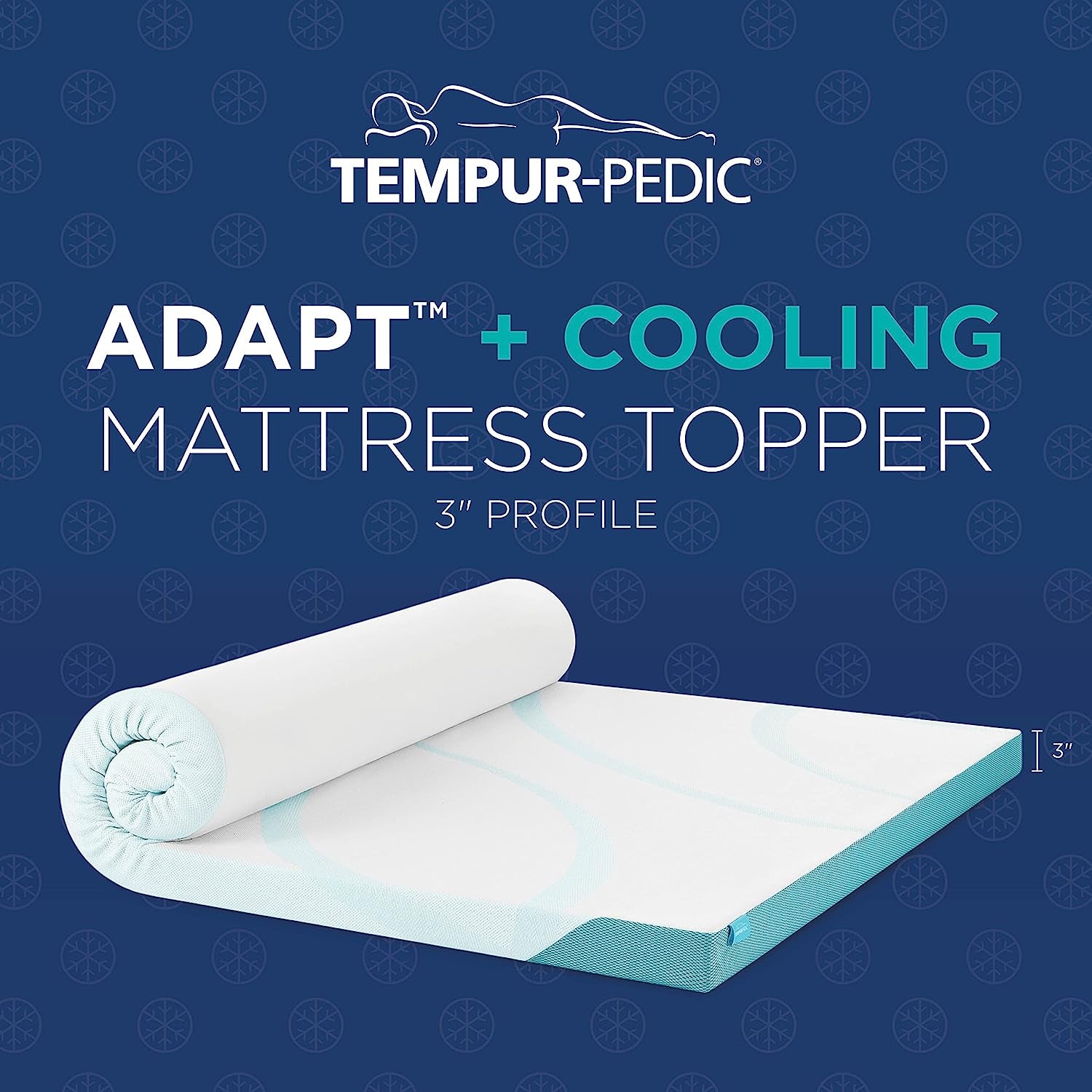 Tempur-Adapt + Cooling 3-Inch King Mattress Topper Medium Luxury Premium Foam, Washable Cover, Medium Cooling Topper,White
