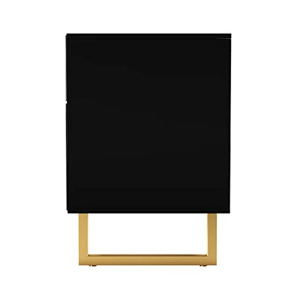 Mursley Media Cabinet with Storage - Transitional Design, Black Rattan - Ideal for Living Room, Family Room (MS1222613)