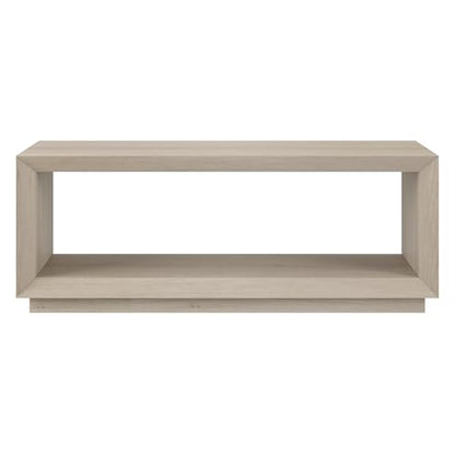 48" Rectangular Coffee Table with Open Storage Shelf for Living Room, Family Room, or Office, Beech White