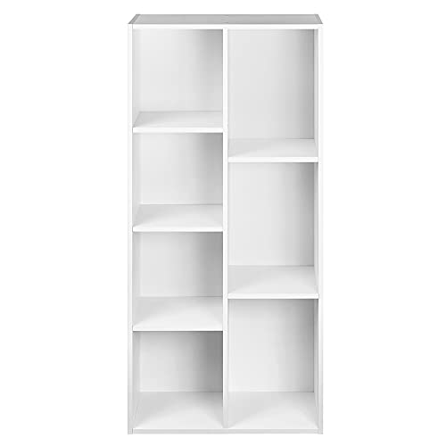 7 Cube Organizer Bookcase, Storage Shelf for Home and Office, Display Storage Organizer, Sturdy with Easy Assembly, 9.25"D x 19.49"W x 41.73"H, White