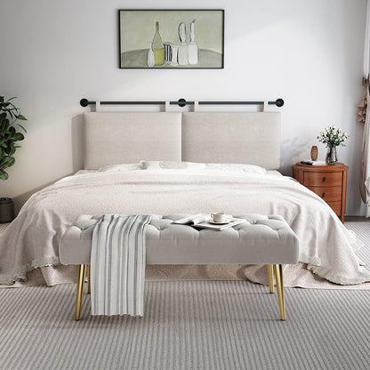 Headboards for Queen Size Bed, Wall Mounted Headboard with Fine Linen Upholstery and Button Tufting, Adjustable Heigh Headboard for Bedroom(Queen,Beige)