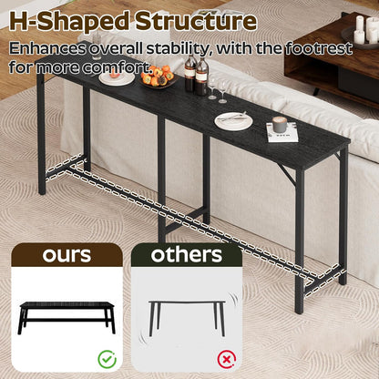 70.9" Bar Table and Chairs Set, Dining Table and Chair Sets, 3 Piece Counter Height Table and 2 Stools, Kithcen Table for Home Restaurant, Bar, Black BT09BB