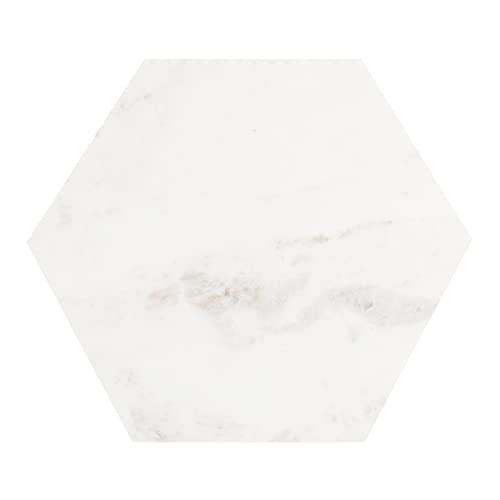 Trillion Modern C-Table; 16 x 14 x 28; Silver; Chic Marble Accent End Table with Geometric Hexagon Top