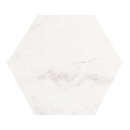 Trillion Modern C-Table; 16 x 14 x 28; Silver; Chic Marble Accent End Table with Geometric Hexagon Top