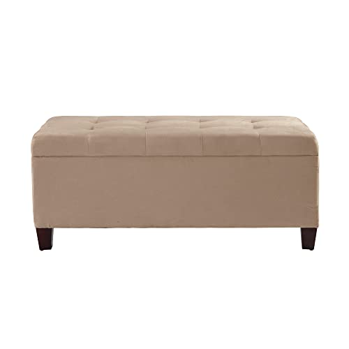Carmen Shoe Storage Ottoman, 20" x 48" x 20", Beige