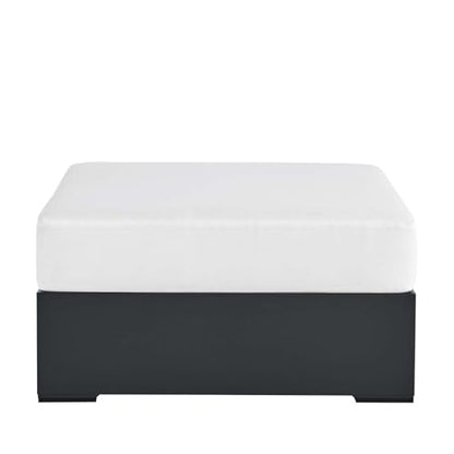 Tahoe Aluminum Ottoman in Gray White with Weather-Resistant Cushion-Ideal as Outdoor Footstool, Patio or Sunroom Furniture