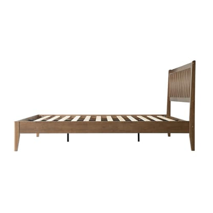 Queen Size Bed Frame with Headboard & Footboard Solid Wood Platform Bed, view 5