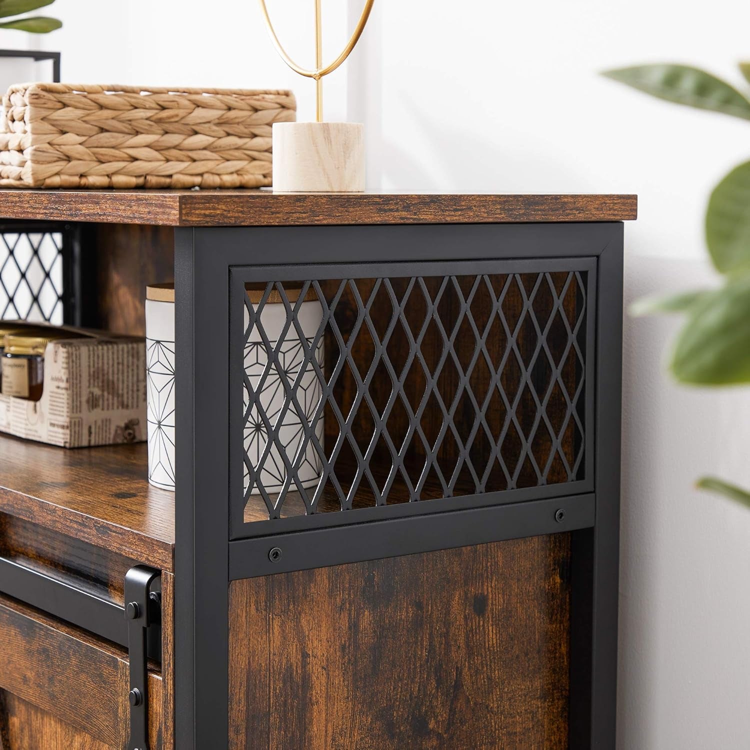 BOHOVEN Collection - Buffet Cabinet, Sideboard Storage Cabinet with Rattan-Like Doors and Drawers, Accent Cabinet, Adjustable Shelf, Boho Style, for Living Room, Oak Beige