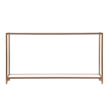 Bergen 56 inches Long Narrow Metal Console Table, Open Concept Living Space, Glam Style Painted Iron, Gold
