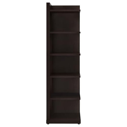 Coaster Home Furnishings - Alder - Engineered Wood - 6-Shelf Tall Corner Bookcase with Leveling Glides, Modern Design, Transitional Style - Living Room and Home Office - 71-Inch - Cappuccino - 800270