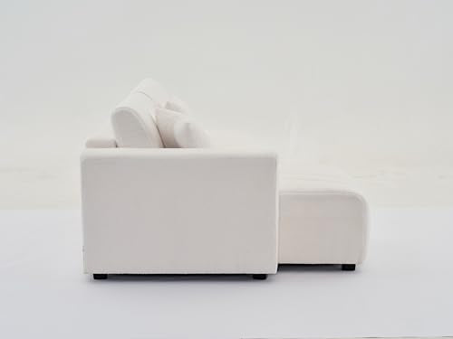 Plush L Shaped Tufted Corner Sofa with Decorative Pillows