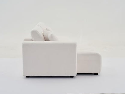 Plush L Shaped Tufted Corner Sofa with Decorative Pillows