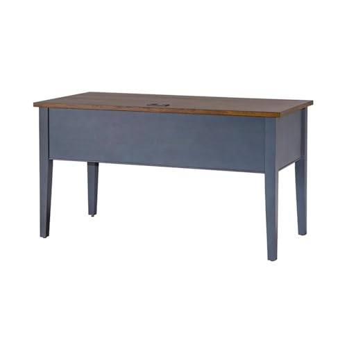 Farmhouse Wood Half Pedestal Executive Desk Writing Table Office Desk Blue, view 5