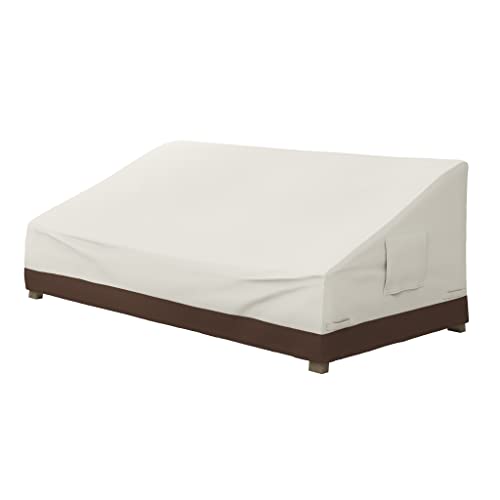 3-Seater Outdoor Couch and Patio Furniture Cover, Waterproof Lounge Sofa Cover, UV Resistant, Click-Close Straps, 78" x 38" x 29", Beige/Tan