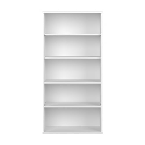Bush Business Furniture Studio C Tall 5 Shelf Bookcase in White, Large Bookshelf for Home or Professional Office