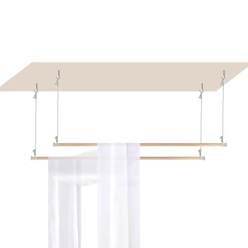 Wood Bed Canopy Frame 63 inches Bed Curtains Frame Solid Wooden Bed Poles, view 3