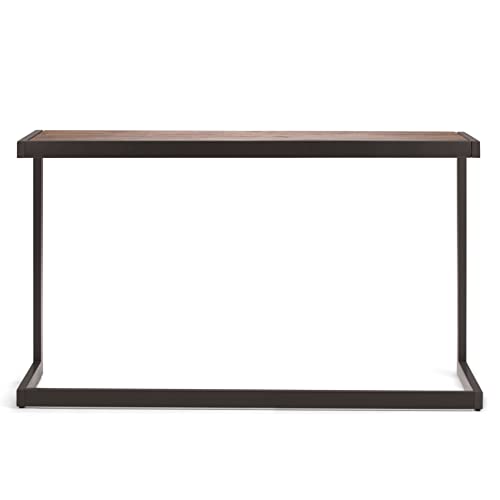Erina SOLID ACACIA WOOD and Metal 52 inch Wide Industrial Console Sofa Table in Rustic Natural Aged Brown for the Living room Entryway and Bedroom
